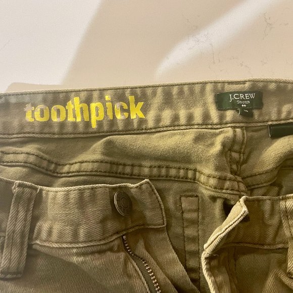 J.‎ Crew Factory Stretch Toothpick Jeans in Olive Green; Low-Rise, Ankle, 28 - Picture 7 of 9